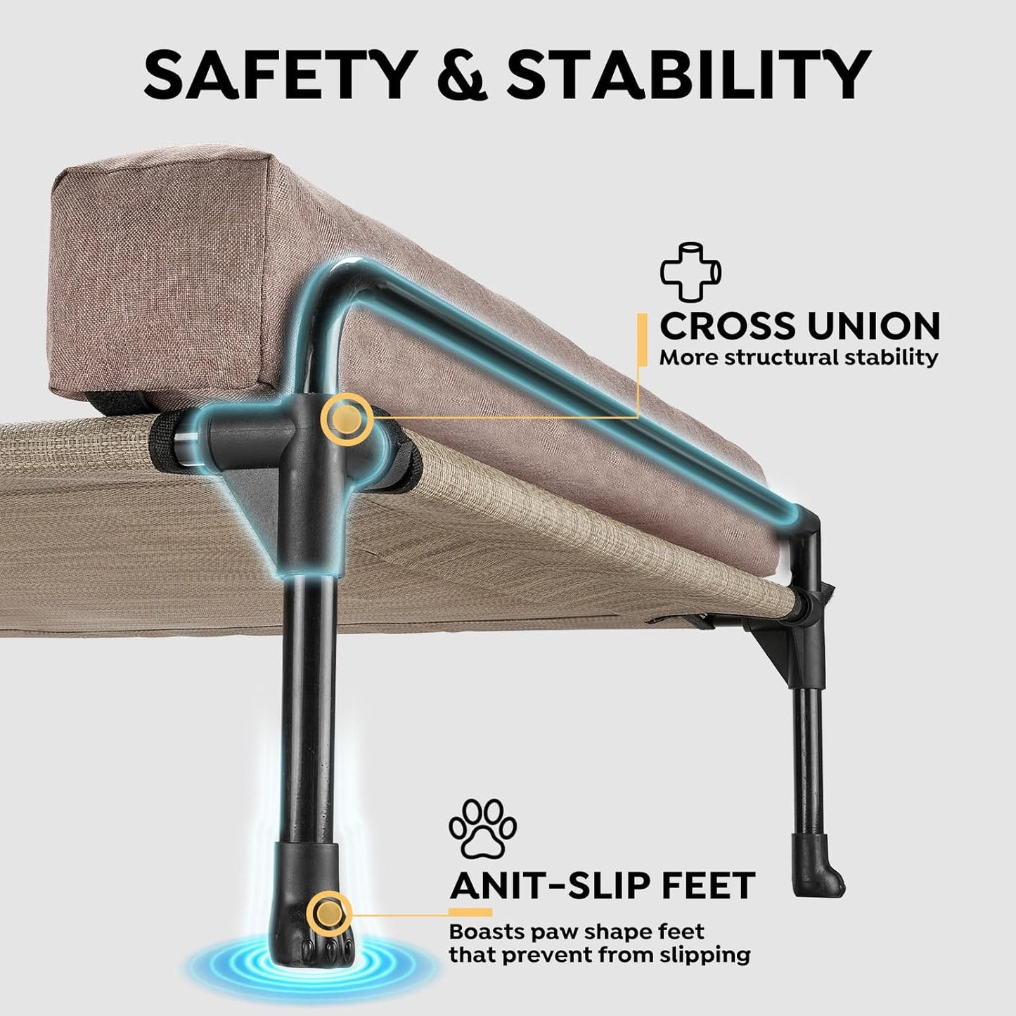 Cama Elevada con Cojín Ortopédico